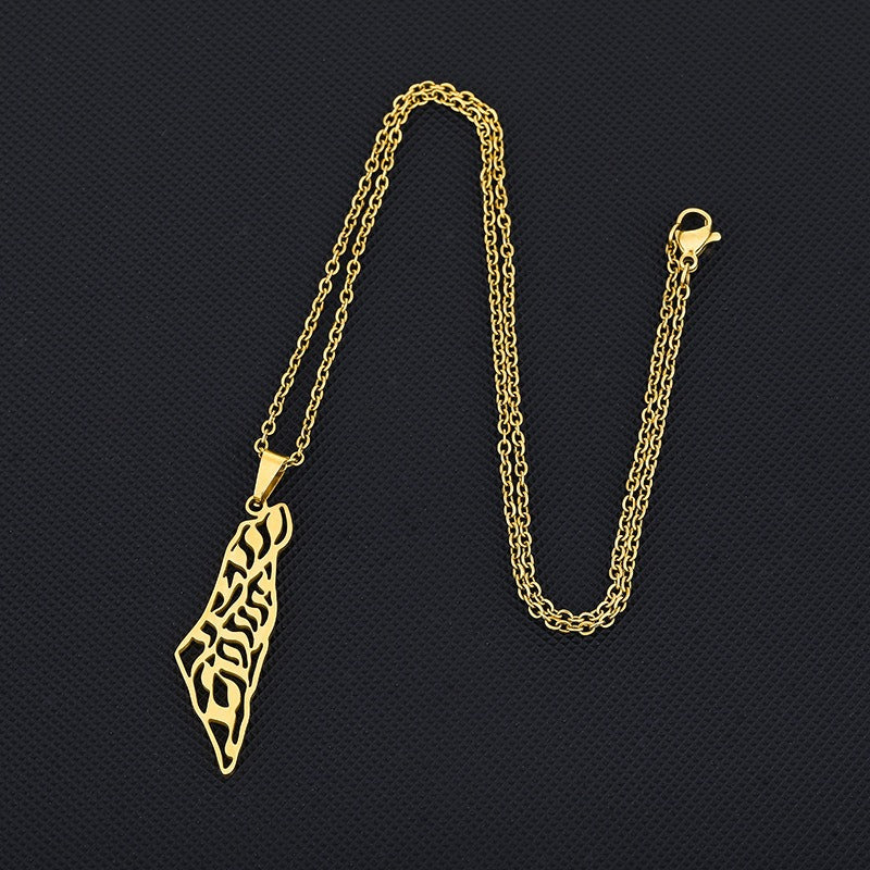 Palestine Map Pendant Necklace Universal Geometric Shape for Men and Women