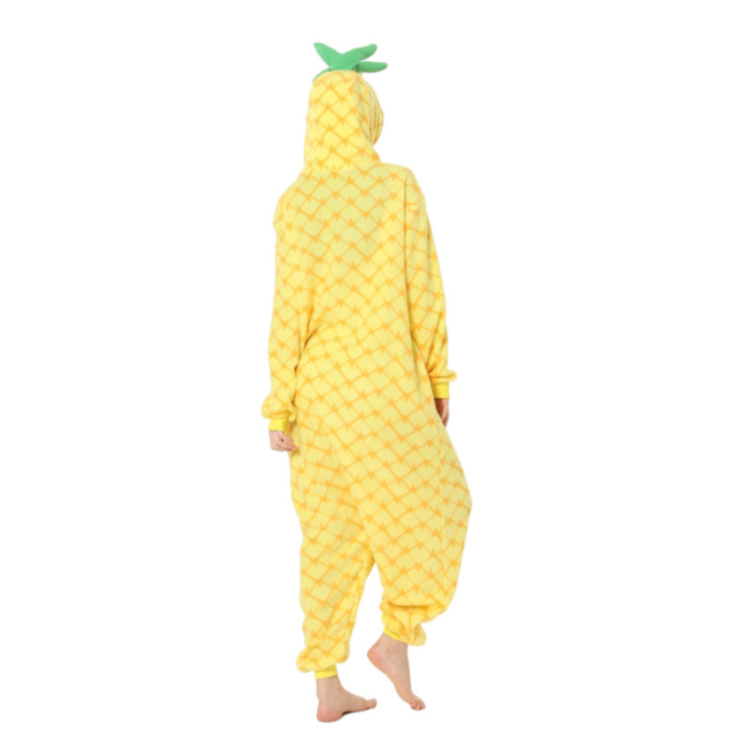 Pineapple cartoon one piece pajamas autumn and winter fleece thickened warm home clothing cute men and women Halloween