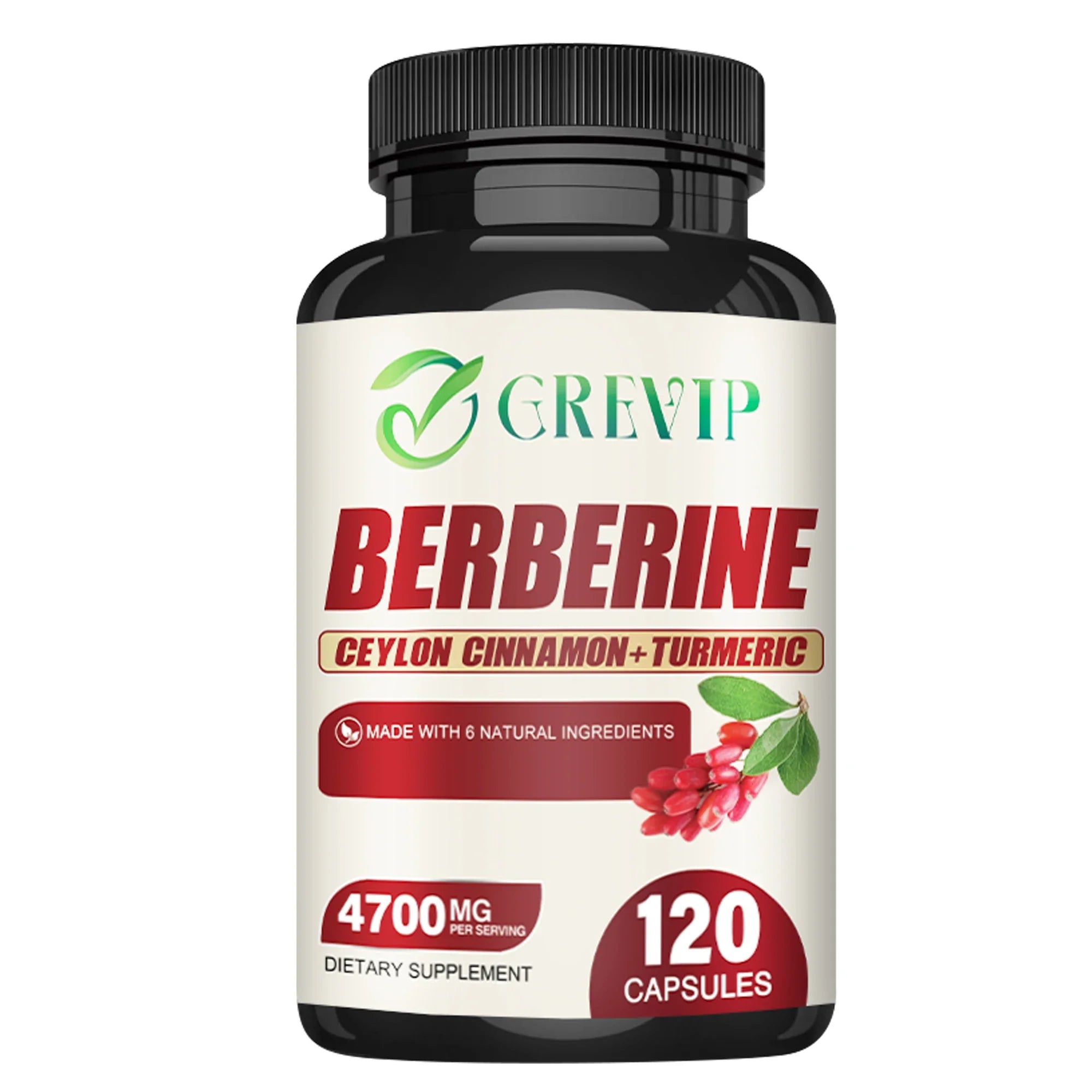Berberine Supplement - Ceylon Cinnamon, Turmeric - Digestive Health, Antioxidant - 120 Capsules