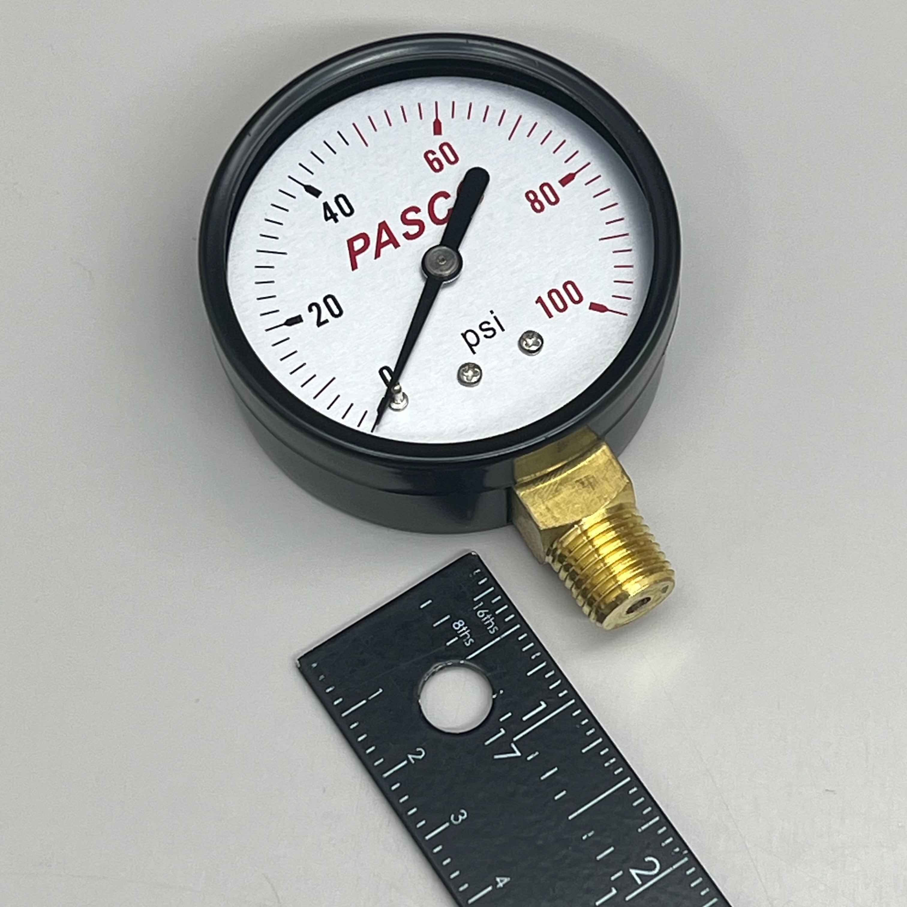 PASCO (2 PACK) Pressure Gauge 1/4" MPT Brass Connection 2-1/2" 100 PSI 1741
