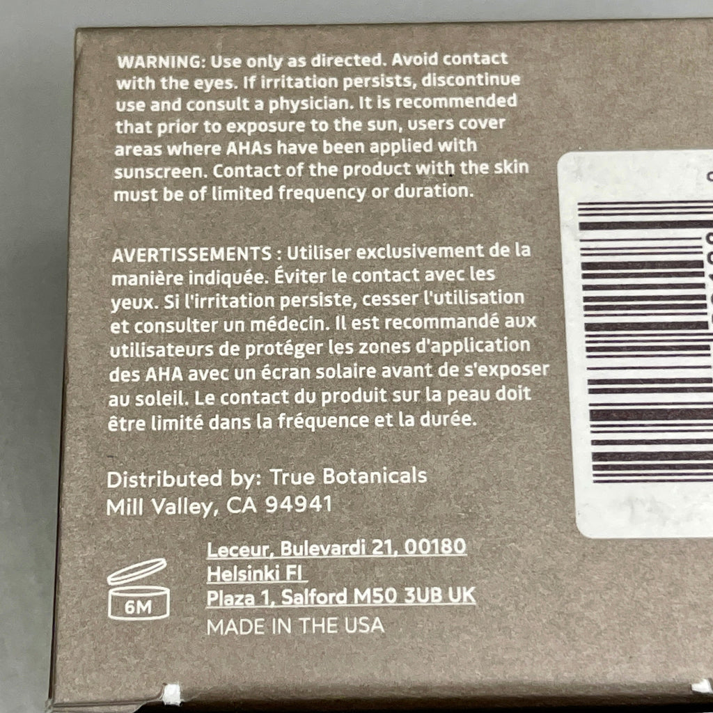 TRUE BOTANICALS Lactic Acid Resurfacing Moisture Face Mask 1 fl oz (New)