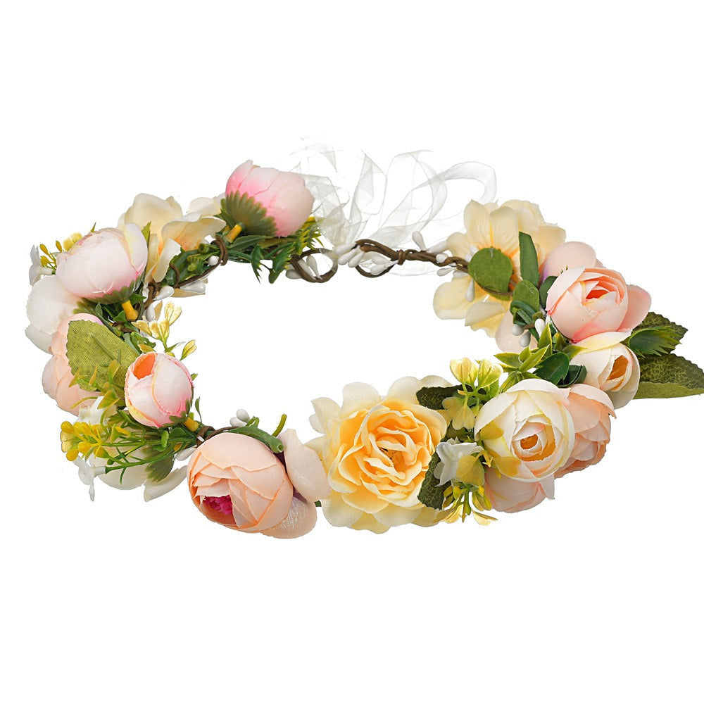 Bohemian floral hairband bride photo shoot bride hair accessories