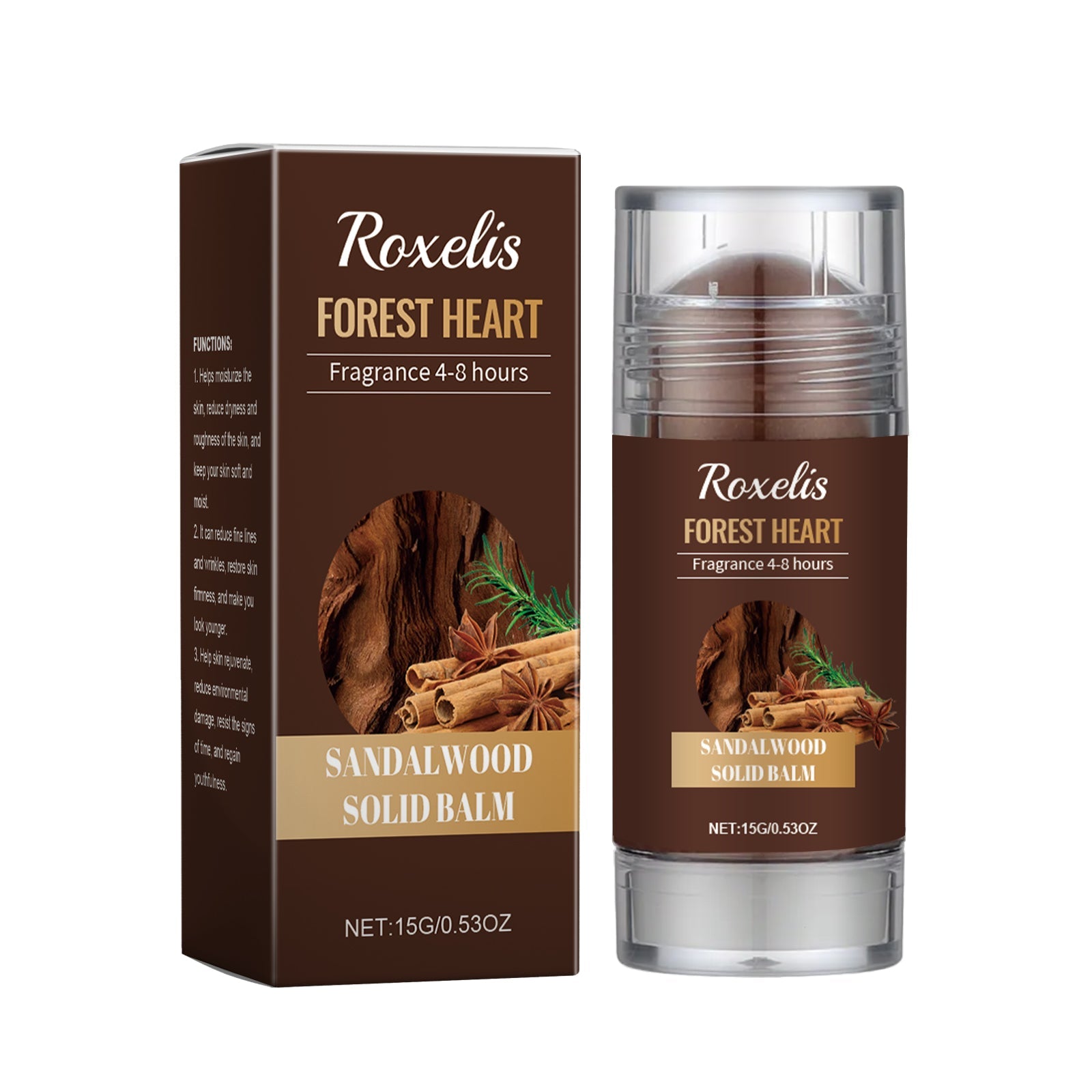 Roxelis Sandalwood Solid Balm Natural Light Fragrance Refreshing Lasting Daily Date Charming Charm Portable Solid Balm