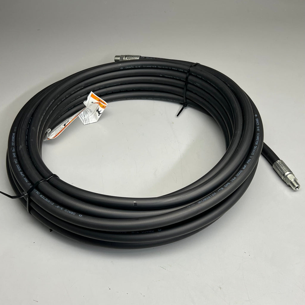 GRACO INDUSTRIAL Hose Coupled 3/8" Diameter x 35ft Long 5,000 PSI Black 011610