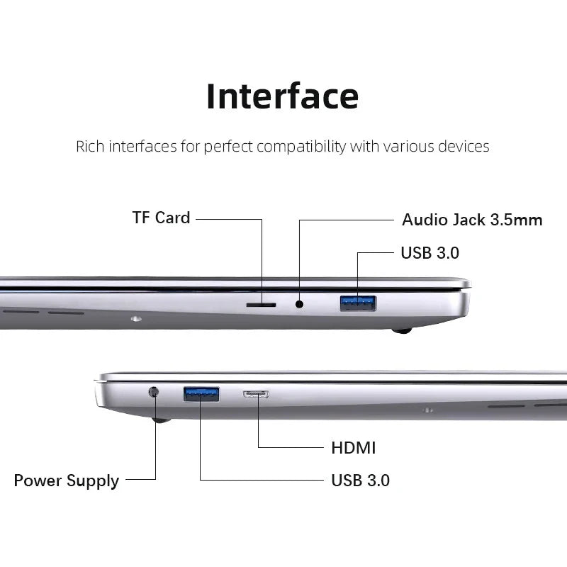 Windows 11 14.1 inch Laptop Computer intel i7 7500U Intel A3950 Laptops 1080P 12GB DDR4 1TB 2TB SSD Portable i7 Laptop Notebook