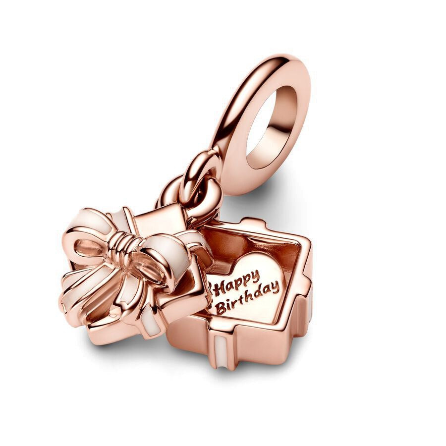 Pan Jiazhu Rose Gold Openable Birthday Gift Box Pendant Bow Ribbon Cute Gift Accessories