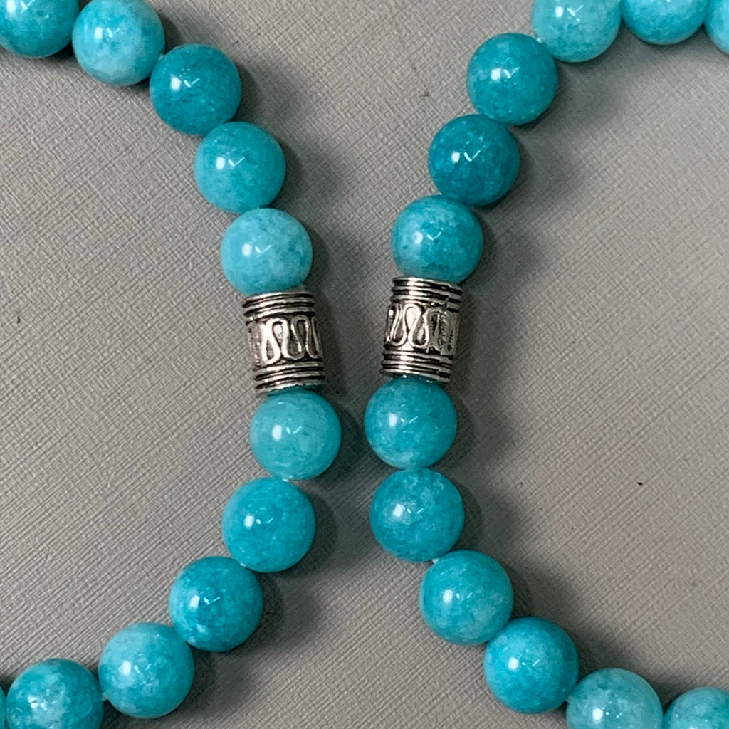 BEST WHOLESALE (12 PACK) Beaded Turquoise Crystal Bracelets 3" Silver Jewel New