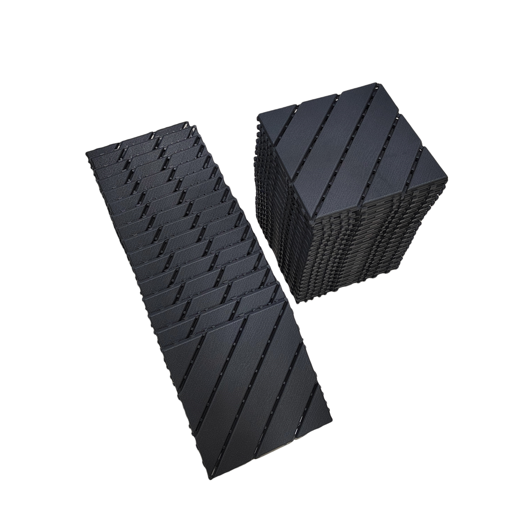 Plastic tiles, 36 pieces, 12 inches x 12 inches waterproof outdoor terrace tiles with reinforced drainage design, gray