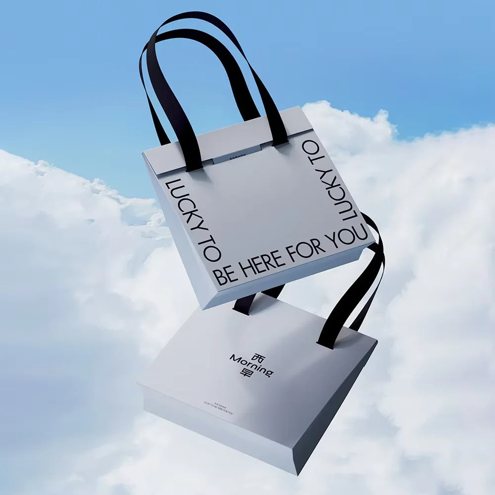500Pcs Custom Shopping Bag Elegant Paper Packaging Cosmetic Gift Bags with Logo