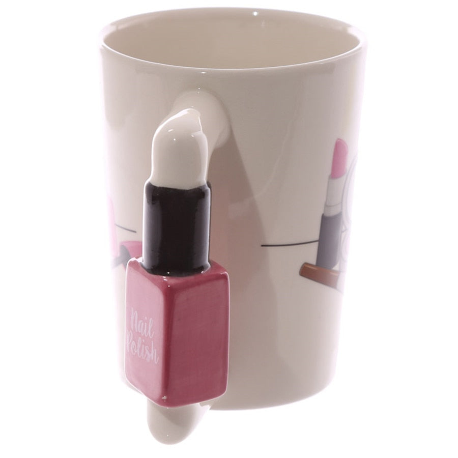 Creative Ceramic Mugs Girl Tools Beauty Kit Specials Nail Polish Handle Tea Coffee Mug Cup Personalized Mugs
