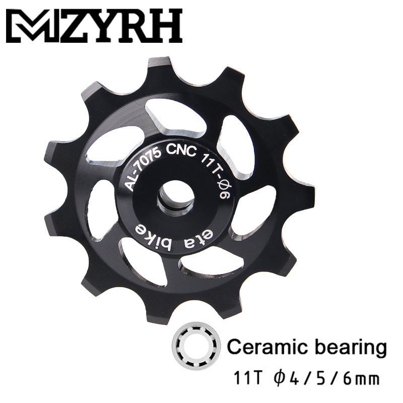 Mountain Bike Transmission Rear Dial Guide Wheel Ceramic Perlin Guide Wheel 11T Tooth Aluminum Alloy Tension Wheel