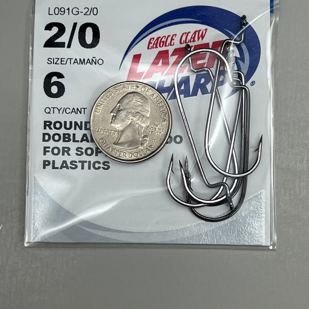 EAGLE CLAW (5 PACK) Round Bend for Soft Plastics/Worm Black #2/0 6pc L091G-2/0