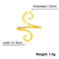 Stainless Steel Large Spiral Ring Women Gold Color Adjustable Finger Rings Minimalist Jewelry Valentine Gift New In