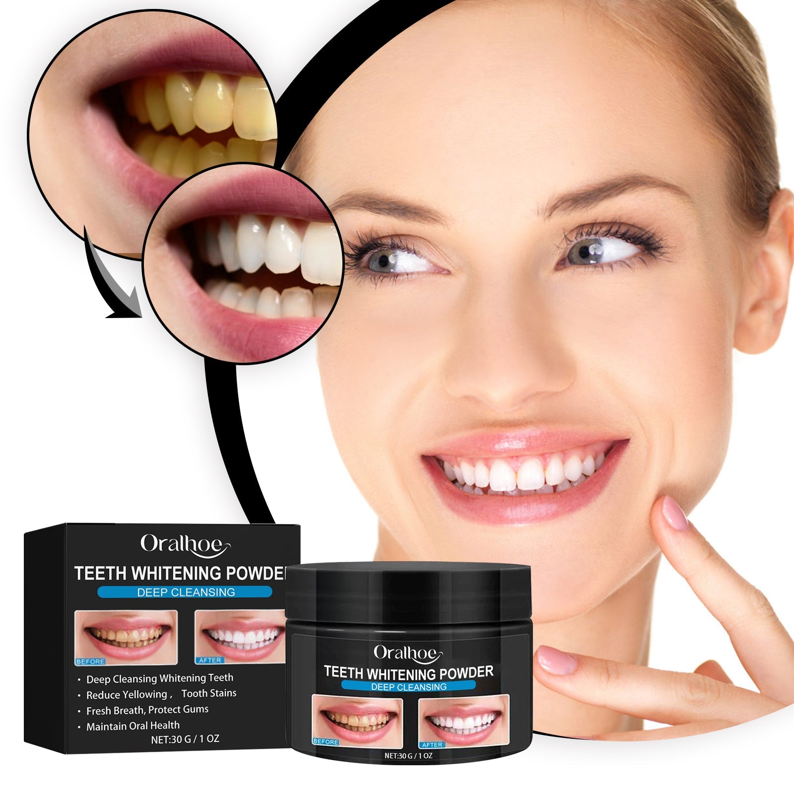 Teeth Whitening Powder, Teeth whitening beauty teeth cleaning tartar teeth yellow smoke teeth care for the mouth