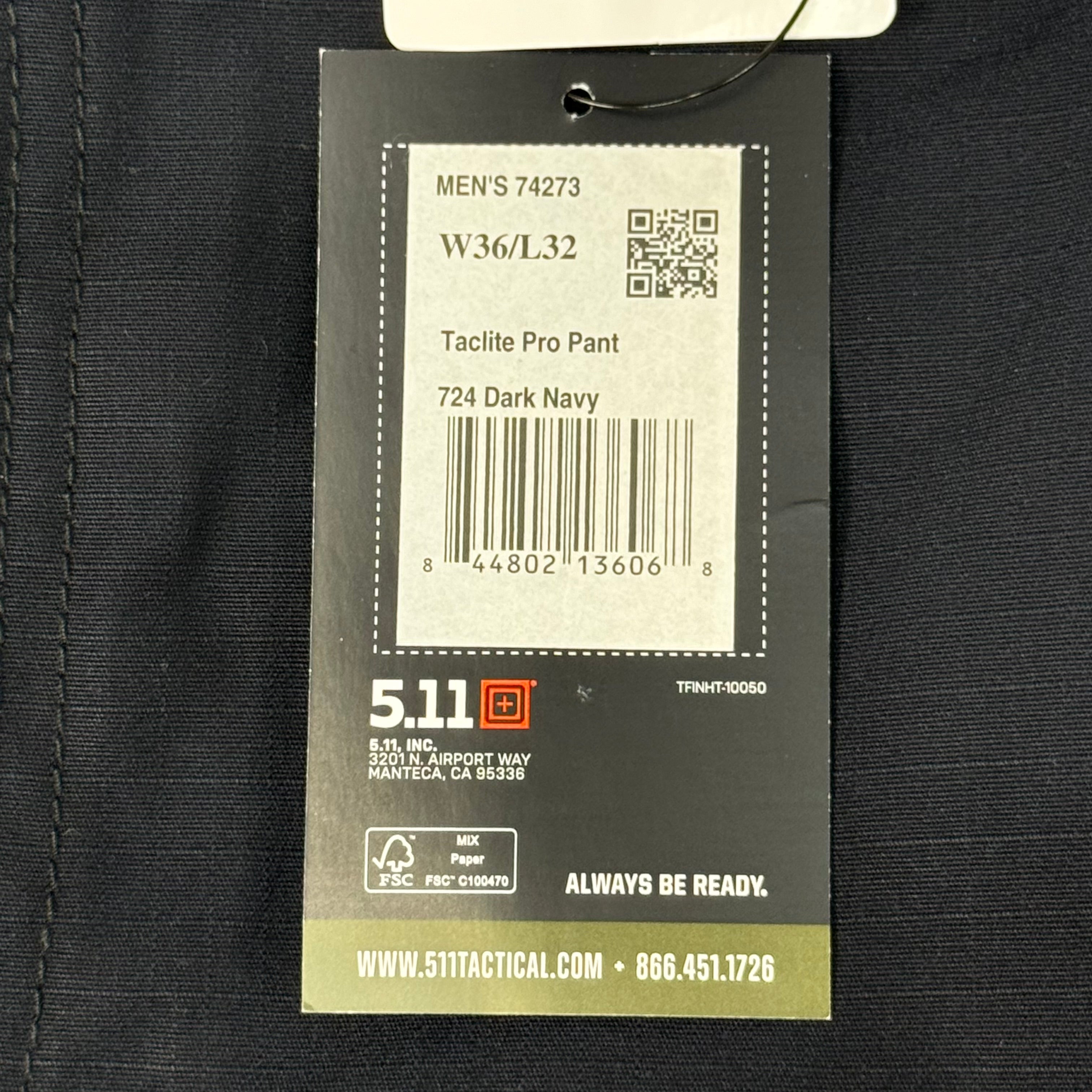 5.11 TACTICAL Men's Tactlite Pro Ripstop Pant Sz- 36"W x 32"I Dark navy 74273