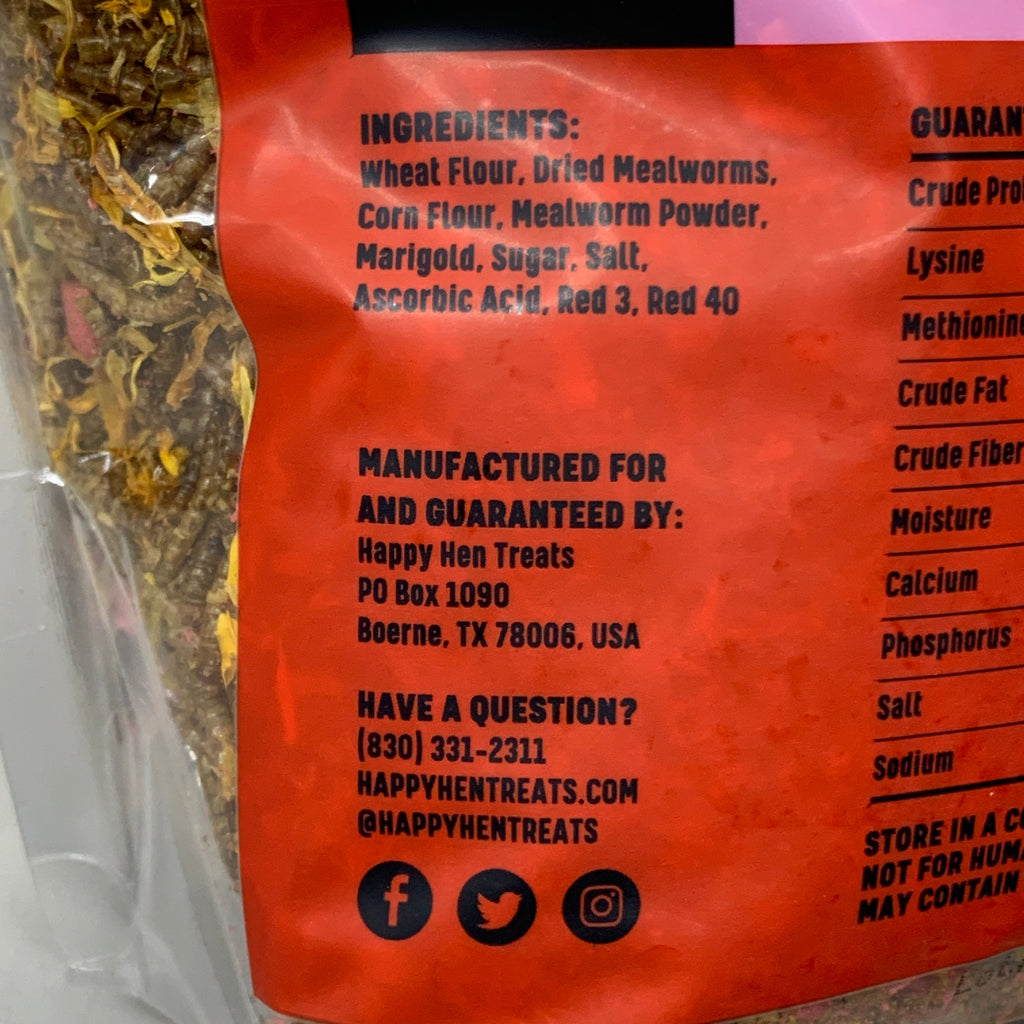 HAPPY HEN Free Range Feast Mealworm & Flower Blend 2 lbs 810029430005