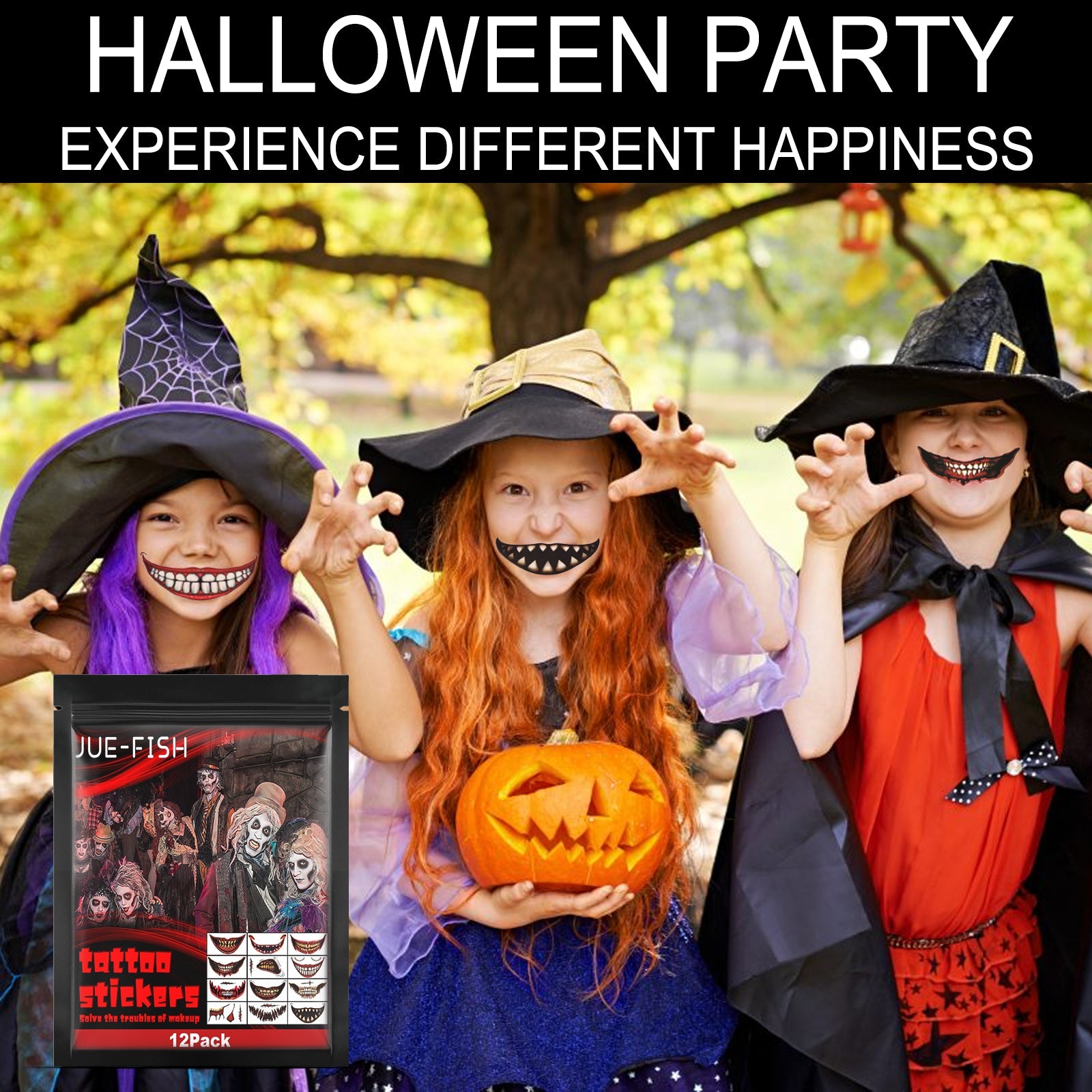 Halloween Tattoo Stickers, Halloween Horror Party Party Makeup Decorative Mouth Tattoo Stickers