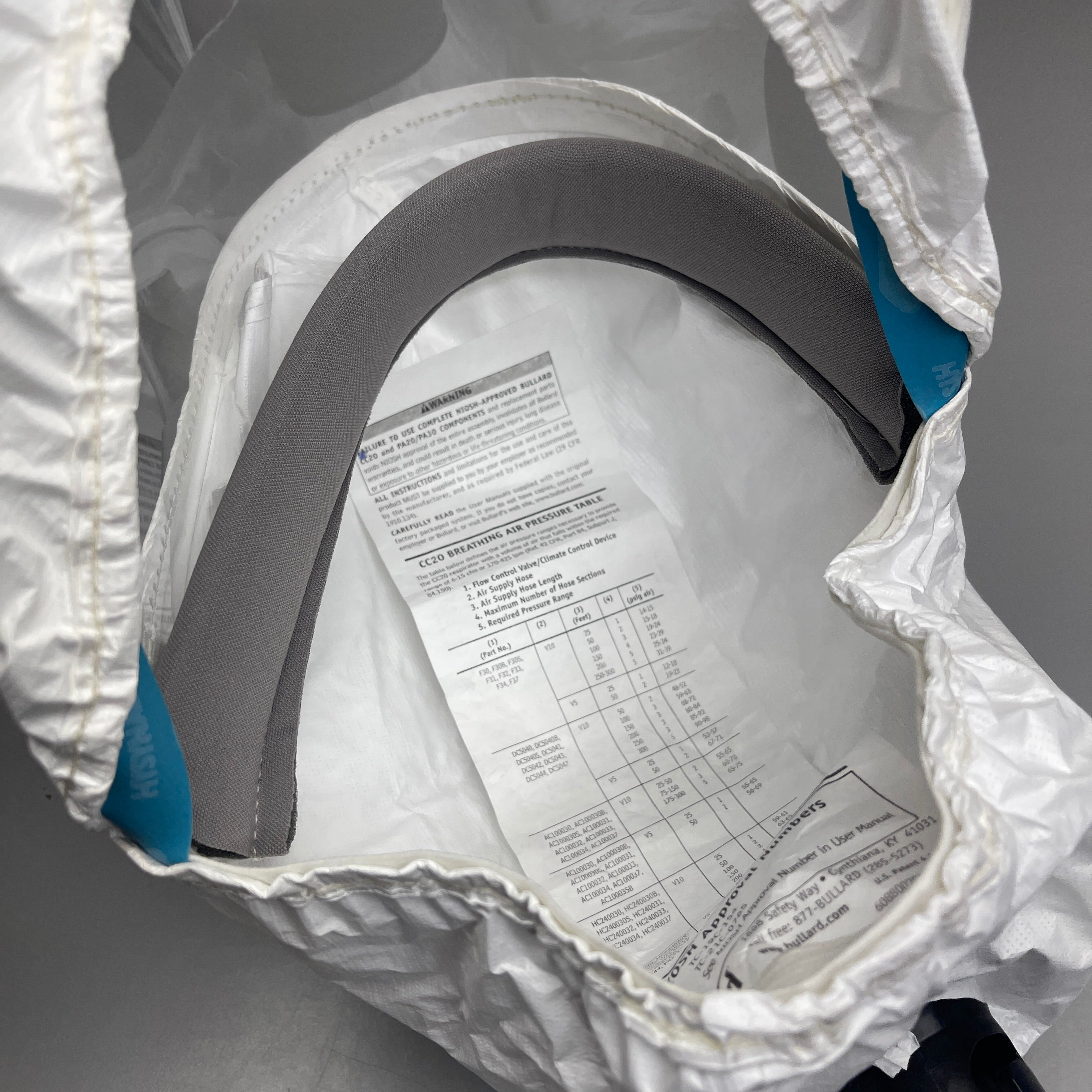 BULLARD (2 PACK) Respirator Hood FacePiece Medium 20LFL (for CC20 or PA20/PA30) 8/2011 (New / Old Stock)