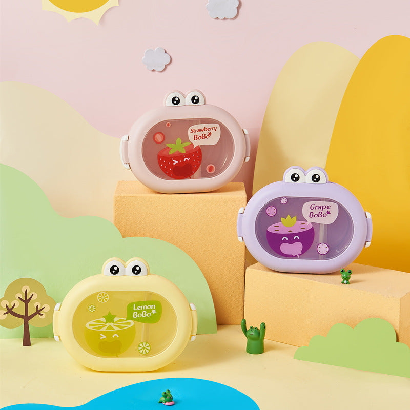 Cute little frog portable microwaveable lunch box with compartments fruit box lunch box