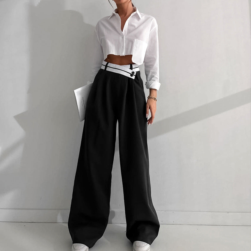Niche Design Pants Casual Pants Autumn/Winter Versatile Wide Leg Pants Western Pants