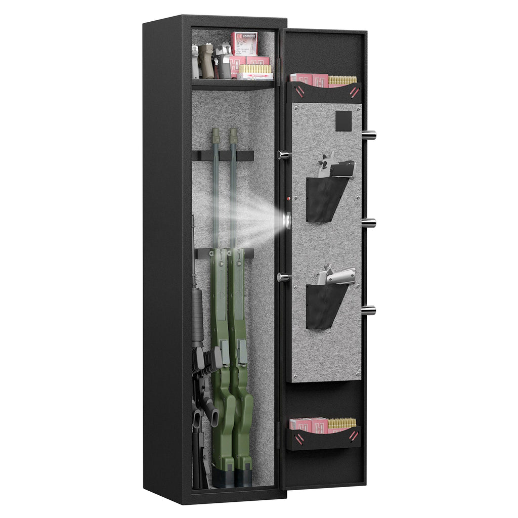 3-4 rifle and handgun safes, quick fingerprint with detachable rack and 2 adjustable gun slots