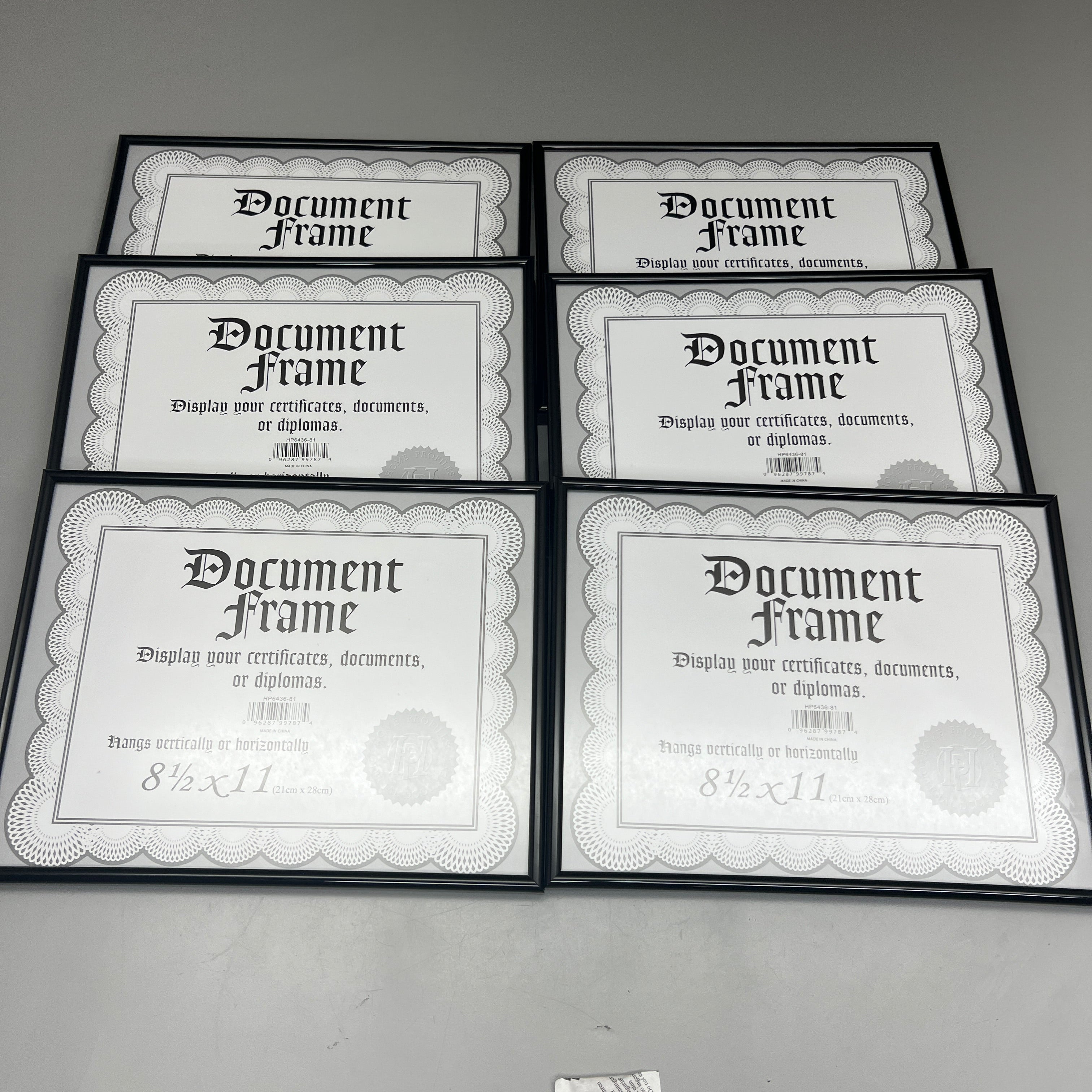 MALDEN INTERNATIONAL DESIGNS (6 PACK)  8½ x 11 Document Frames Black HP6436-81