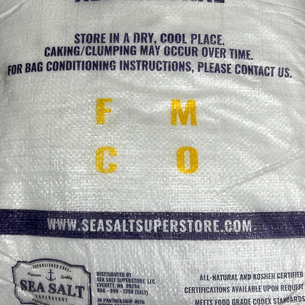 SEA SALT SUPERSTORE (50 LBS) All Natural Kosher Fine Grain Sea Salt BB 06/28