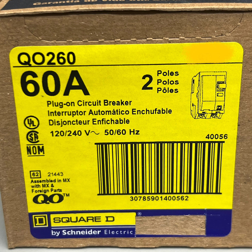 SQUARE D Plug-on Circuit Breaker 60A-120/240V QO260