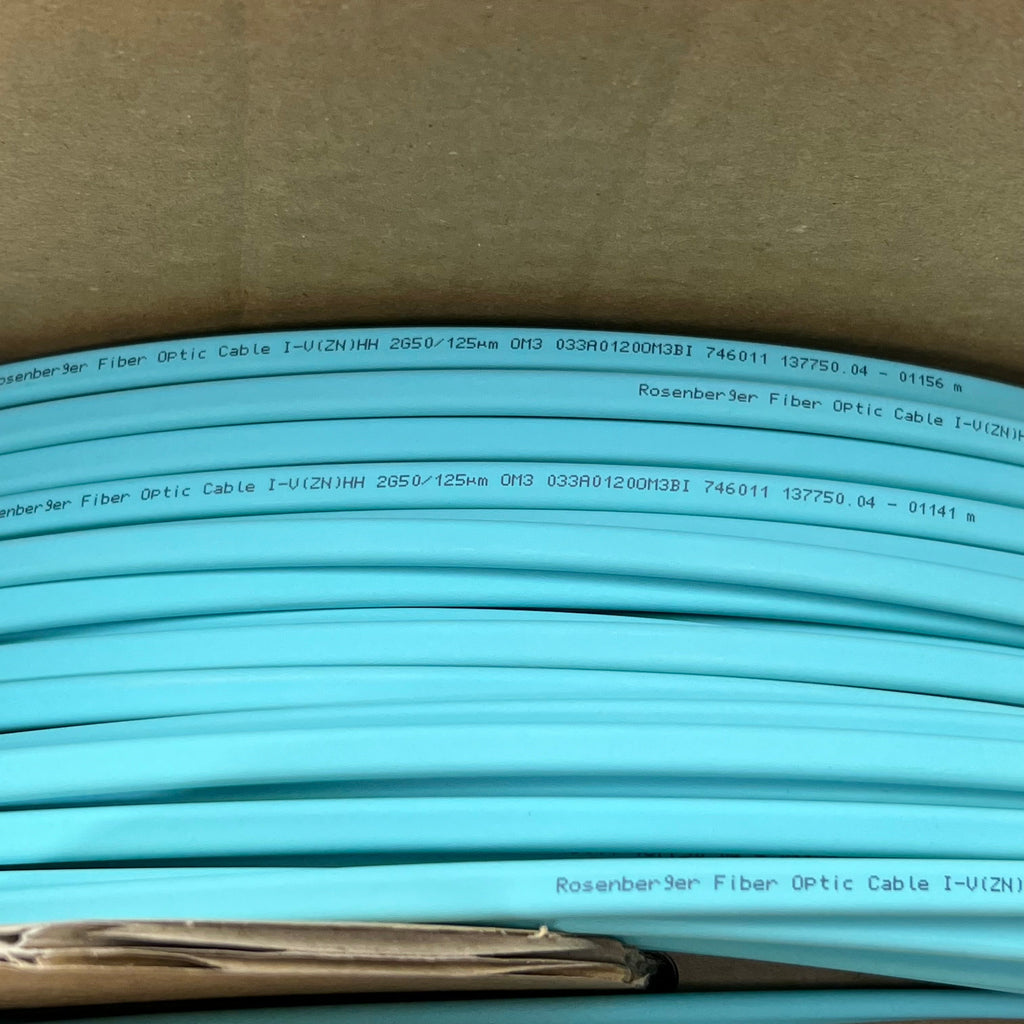 RESENBERGER Fiber Optic Cable, 50/125 µm Aqua Plenum OM3 328 Ft