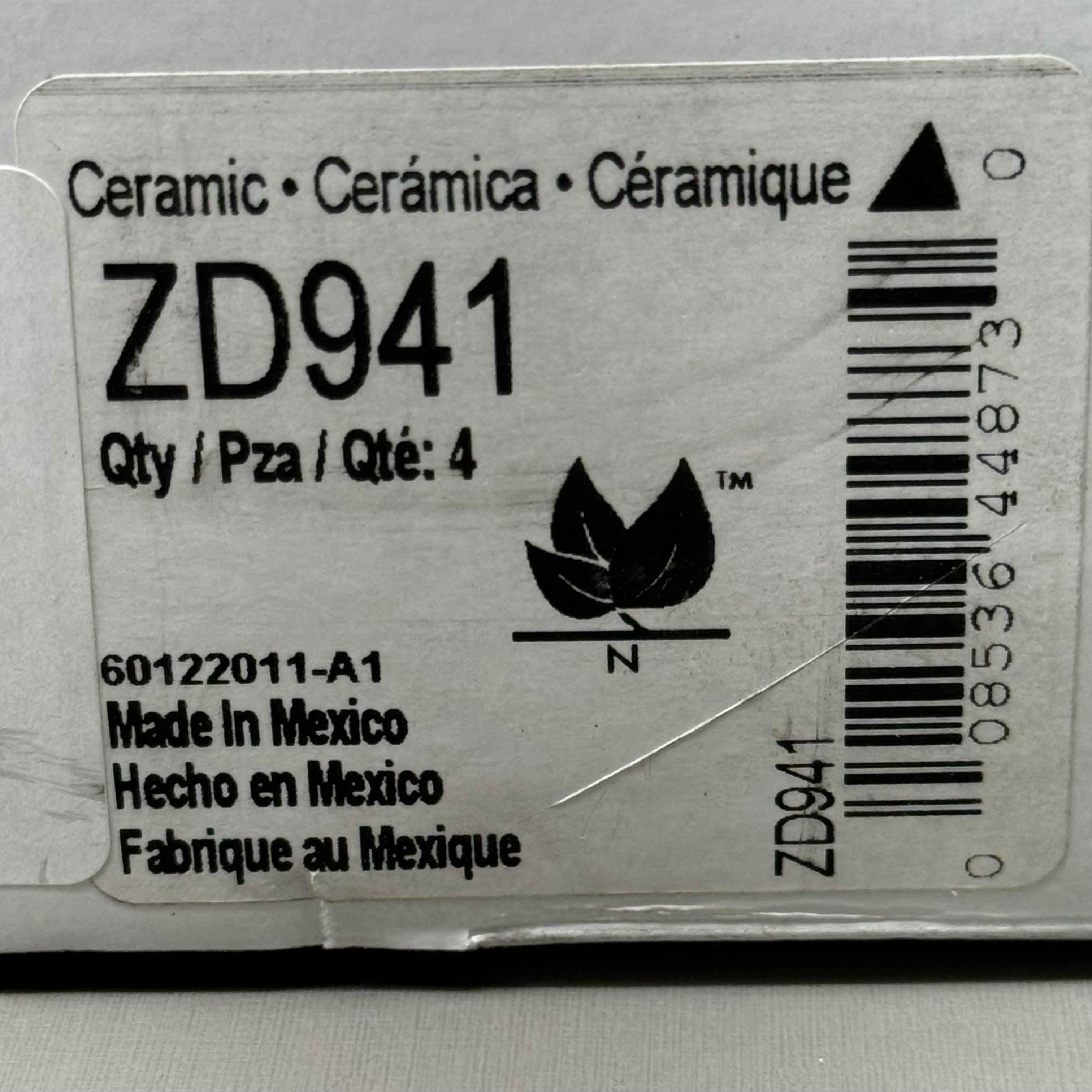 WAGNER QS QuickStop Ceramic Disc Brake Pad Set 5 1/2" x 2" Black ZD941