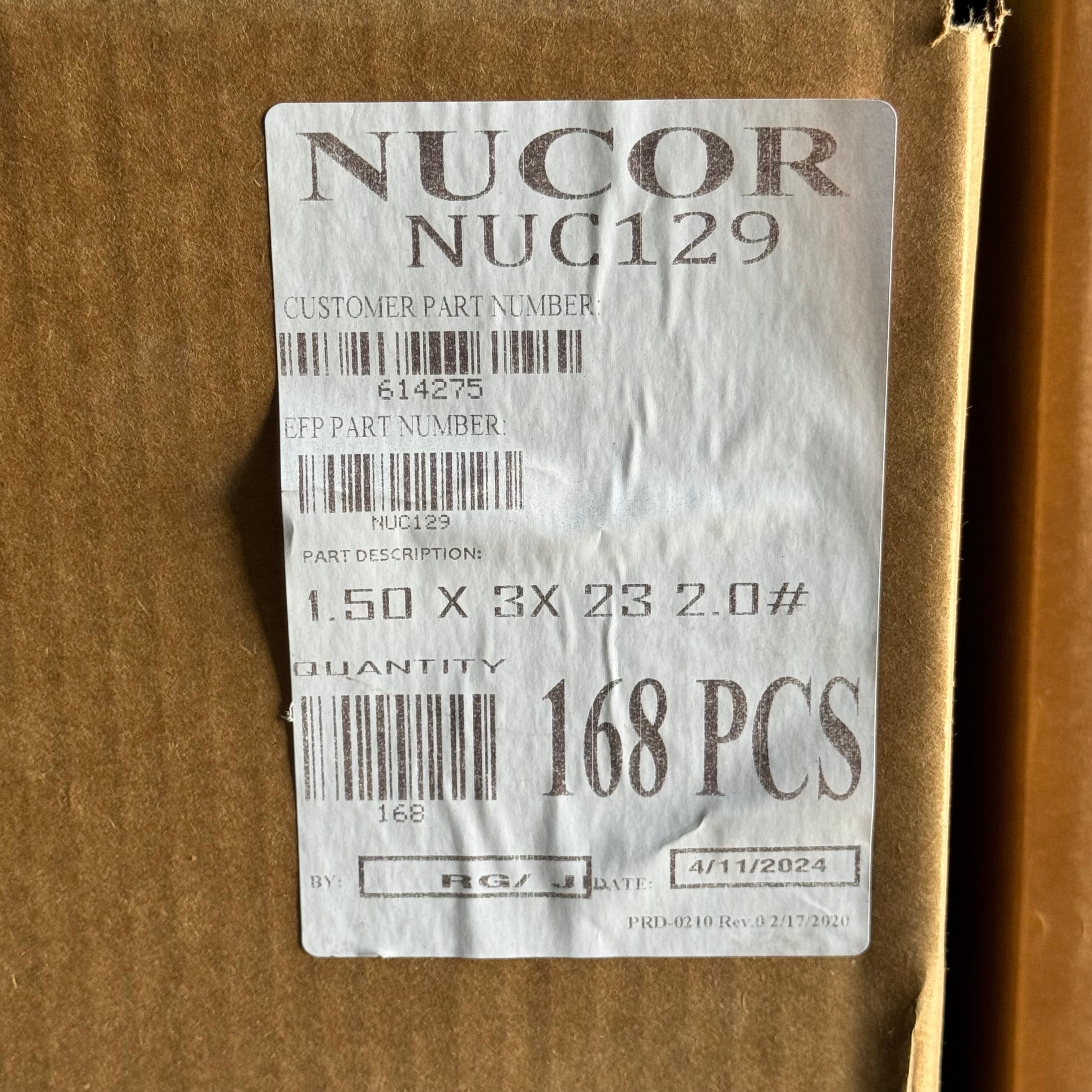 NUCOR 168PK Rectangular Styrofoam 23”Lx3”Wx1-1/2”T White