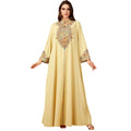Middle Eastern Cross-border Long Robe Muslim Embroidered V-neck Dress Arabic Dubai Jalabiya Long Robe