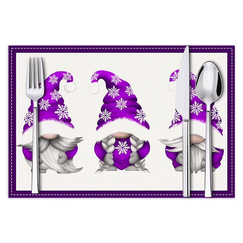 Christmas Dwarf Meal Mat Christmas Day Kitchen Table Decoration Insulation Mat Printed Table Mat