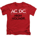 AC/DC High Voltage Stencil Juvenile Kids Youth T Shirt Red