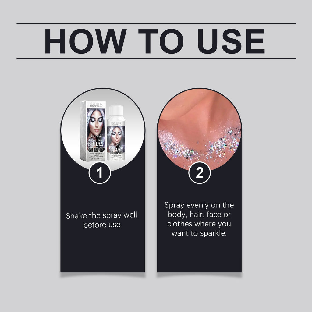 Body Glitter Spray, Body Glitter Highlight Spray Natural Stereo Long-Lasting Brightening Glitter Powder