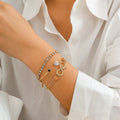 Retro heart-shaped full diamond chain 8-shaped bracelet, simple geometric rhinestone micro inlaid versatile bracelet for women