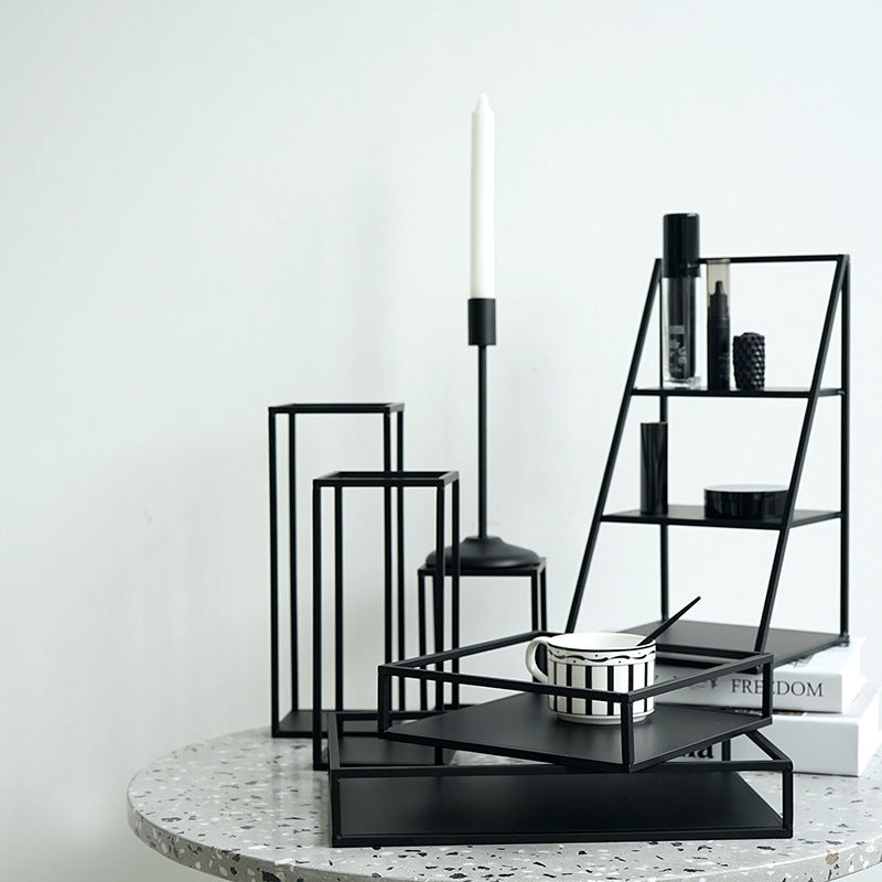 Tea Break Dessert Rack Set Simple Modern Black Iron Cake Plate Marble Tray Creative Cake Rack
