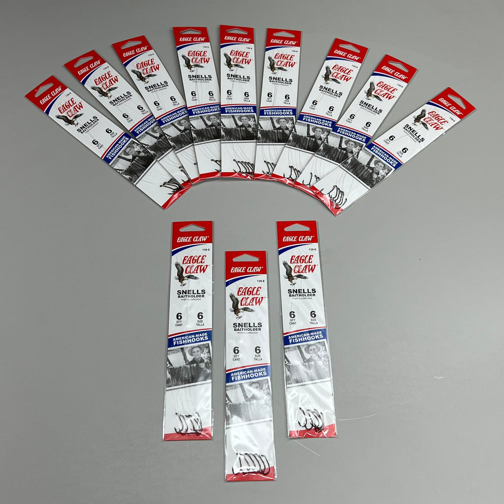 EAGLE CLAW (12 PACK) Versatile Bait Holder Snell Easy Rig Bronze #6 6pc 391-6