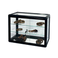 Tempered glass counter top display cabinet with sliding glass door and lock, standard aluminum frame