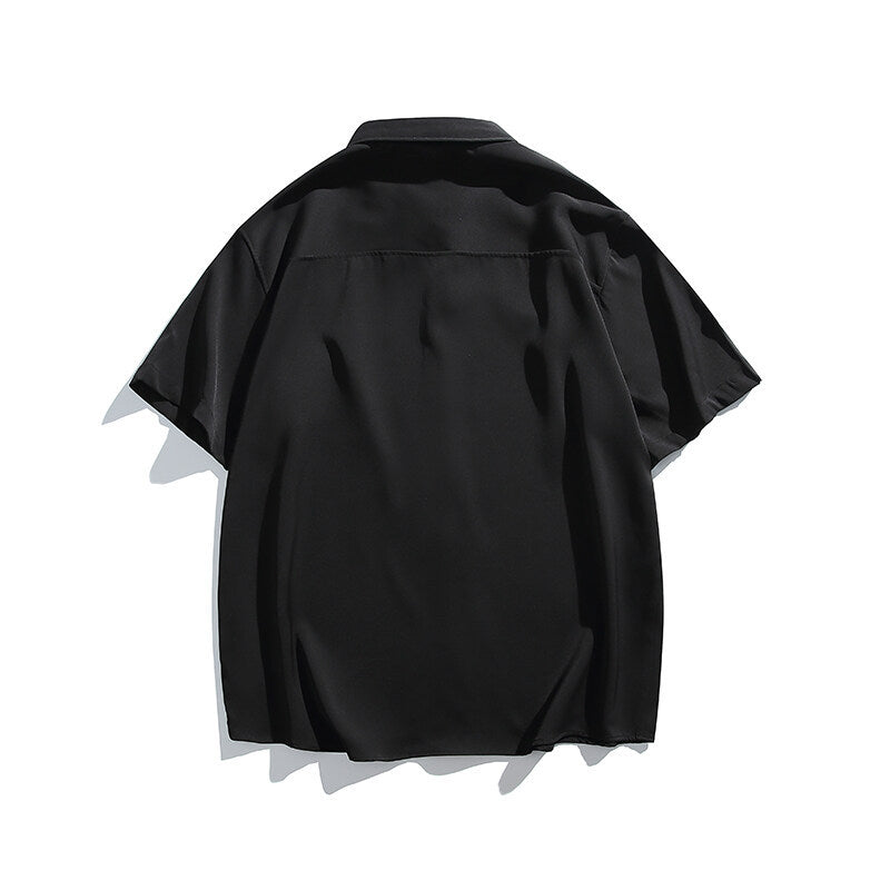 Letter embroidery loose casual short sleeved shirt for men