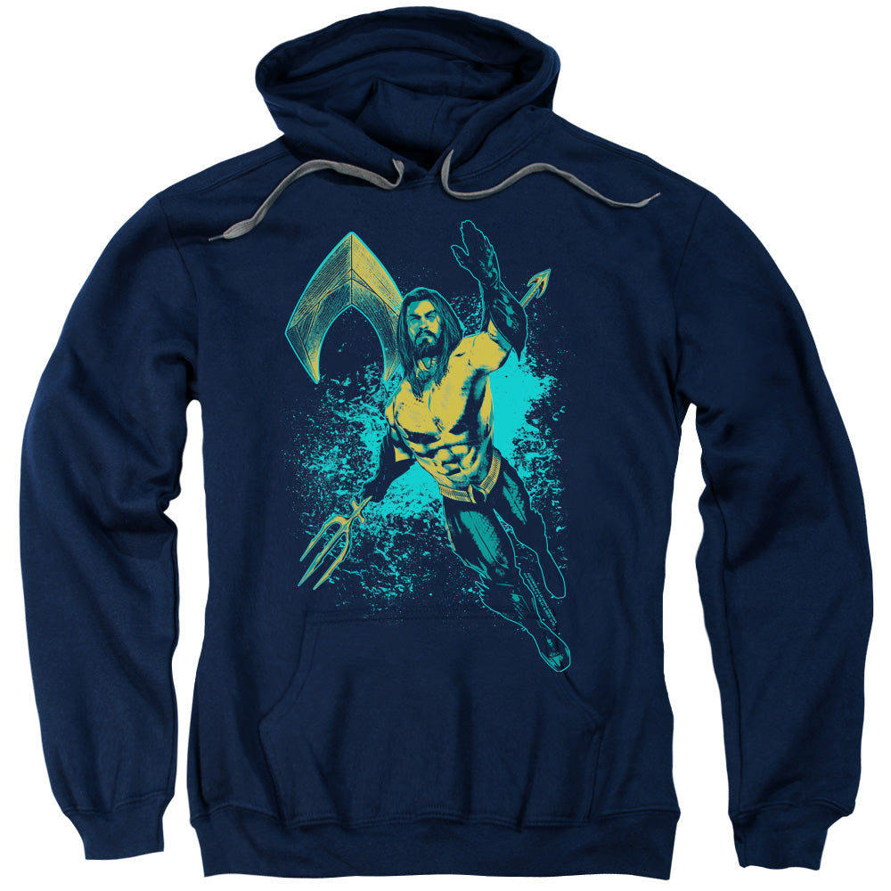 Aquaman Movie Make A Splash Mens Hoodie Navy Blue Officially Licensed