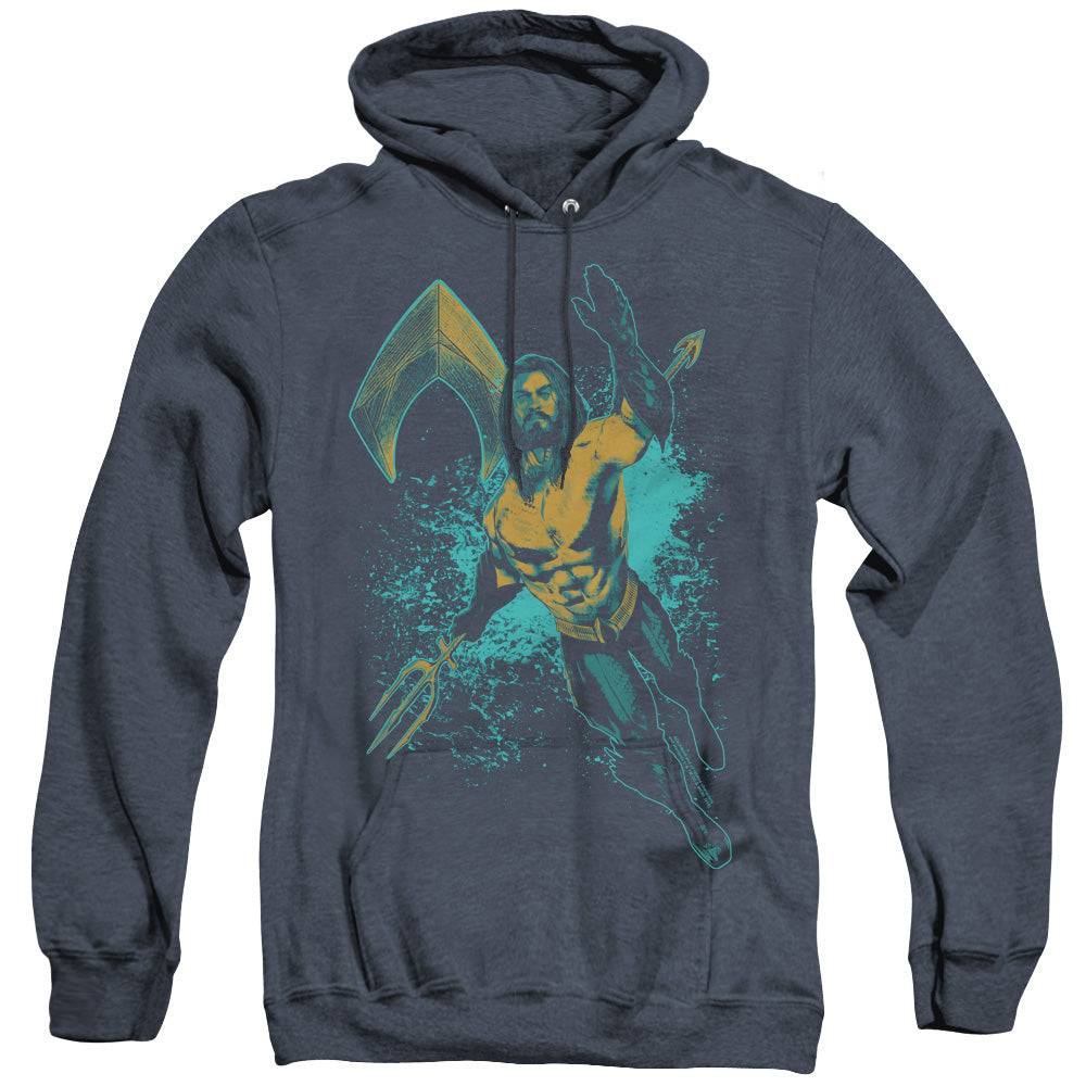 Aquaman Movie Make A Splash Heather Mens Hoodie Navy Blue Officially Licensed