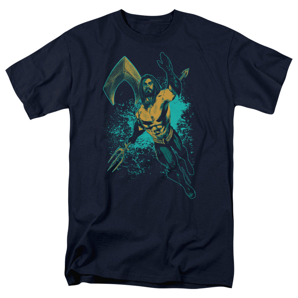 Aquaman Movie Make A Splash Mens T Shirt Navy Blue Officially Licensed