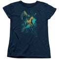 Aquaman Movie Make A Splash Womens T Shirt Navy Blue Officially Licensed