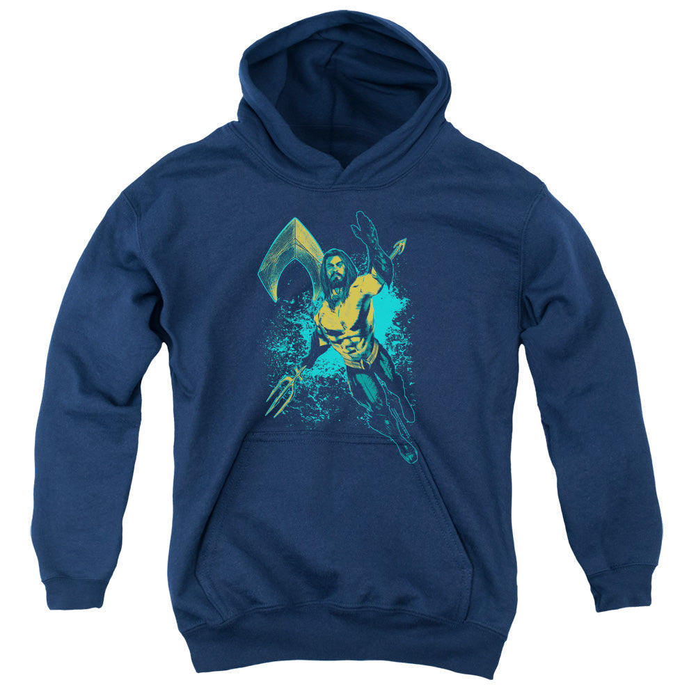 Aquaman Movie Make A Splash Kids Youth Hoodie Navy Blue Officially Licensed