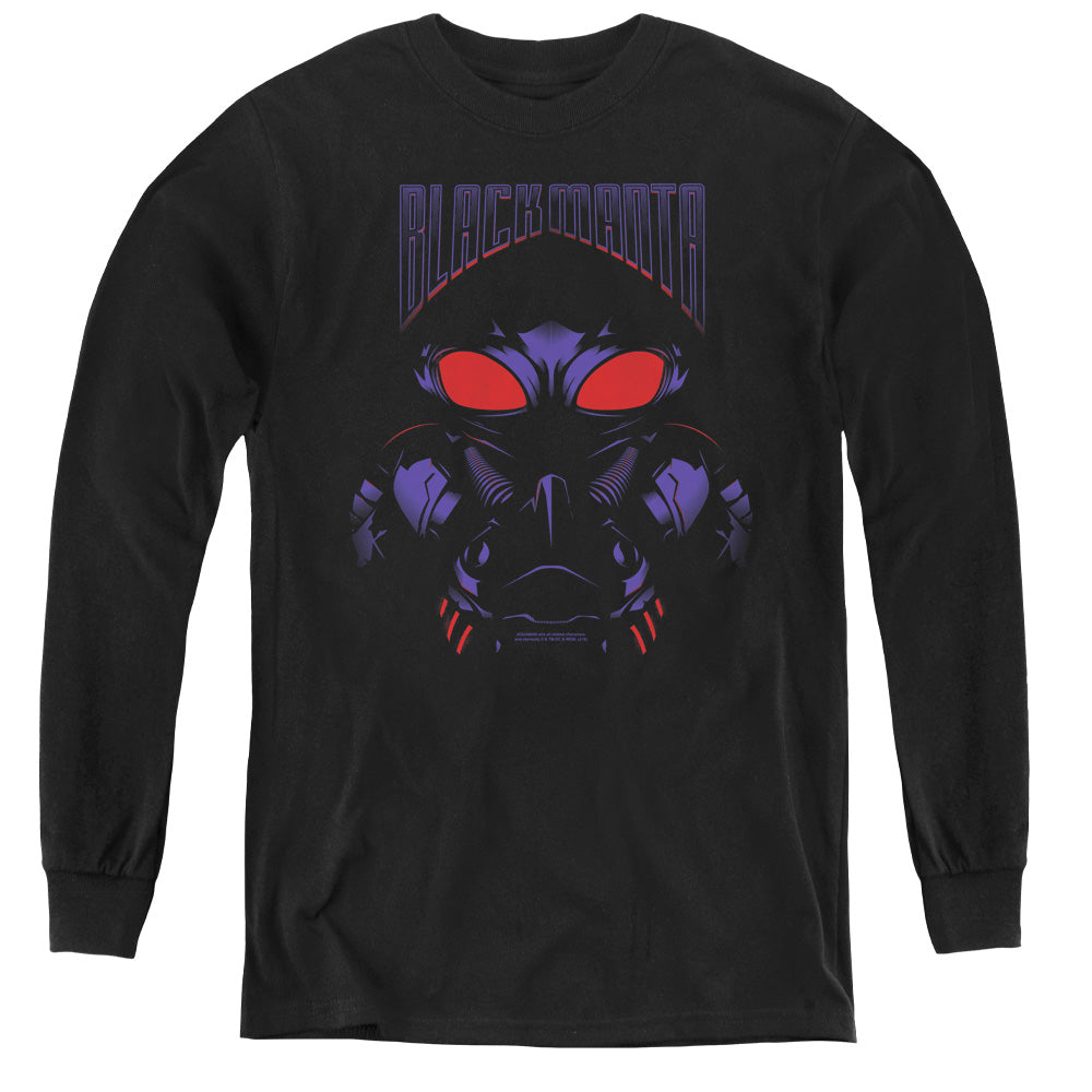 Aquaman Movie Black Manta Long Sleeve Kids Youth T Shirt Black Officially Licensed