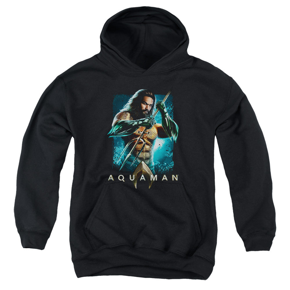 Aquaman Movie Trident Kids Youth Hoodie Black Officially Licensed