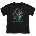 Aquaman Movie Trident Kids Youth T Shirt Black Officially Licensed