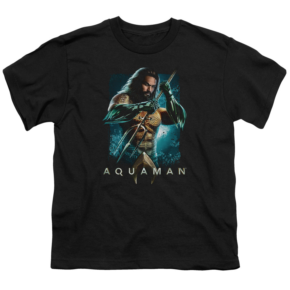 Aquaman Movie Trident Kids Youth T Shirt Black Officially Licensed