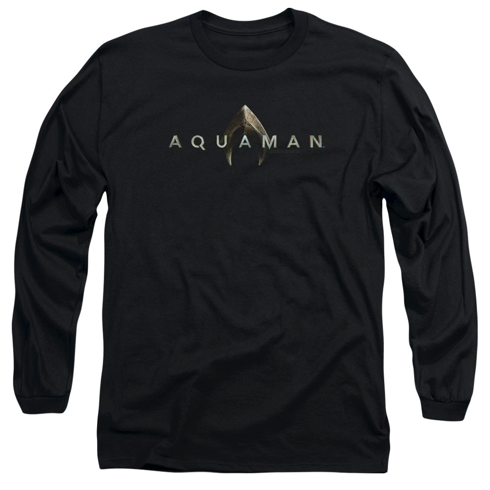 Aquaman Movie Logo Mens Long Sleeve Shirt Black Officially Licensed